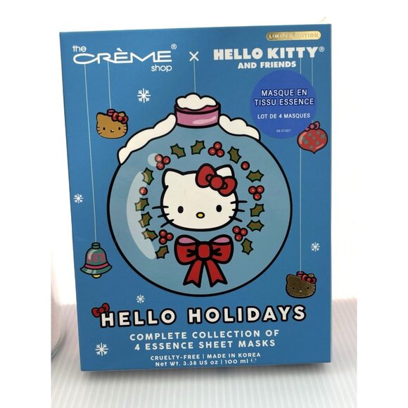Hello Kitty Crème Shop Skincare Set Cotton Pads & 4pc Holiday Sheet Masks NEW - Picture 5 of 9
